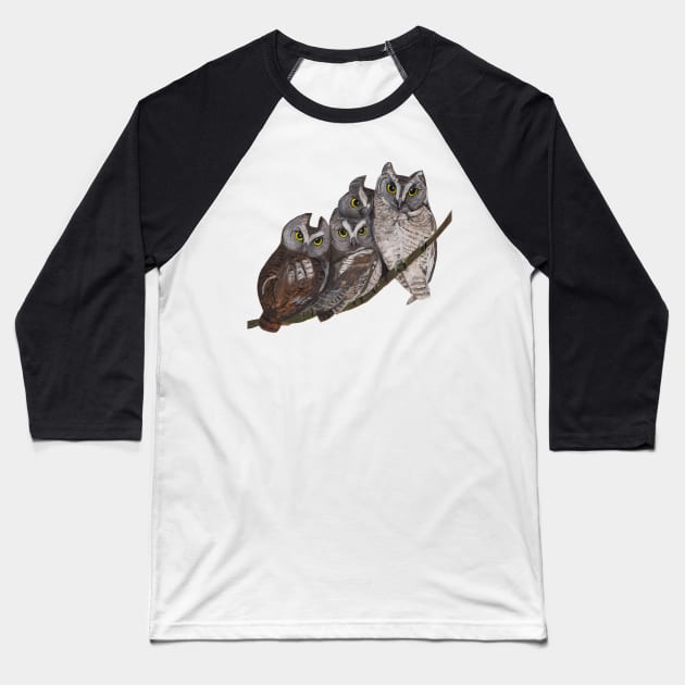 Baby Screech Owls Baseball T-Shirt by Peleegirl